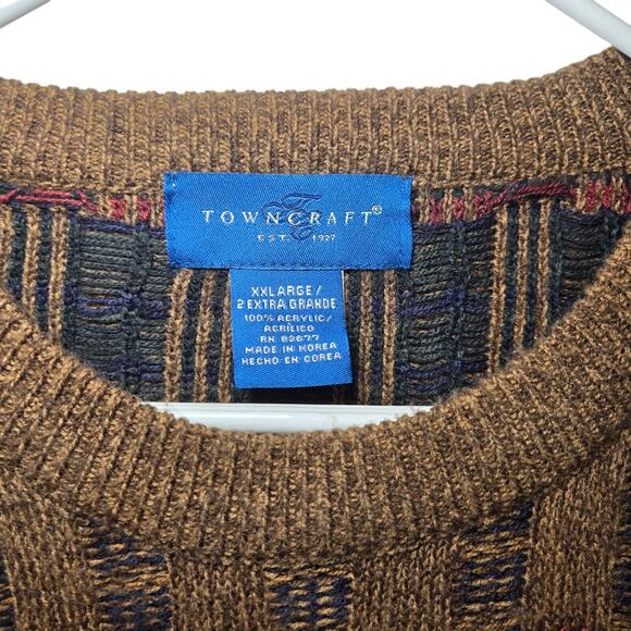 Vintage Sweater Multicolor 2XL Knit Geometric Grandpa Dad Sweater Classic 90s - Picture 3 of 4